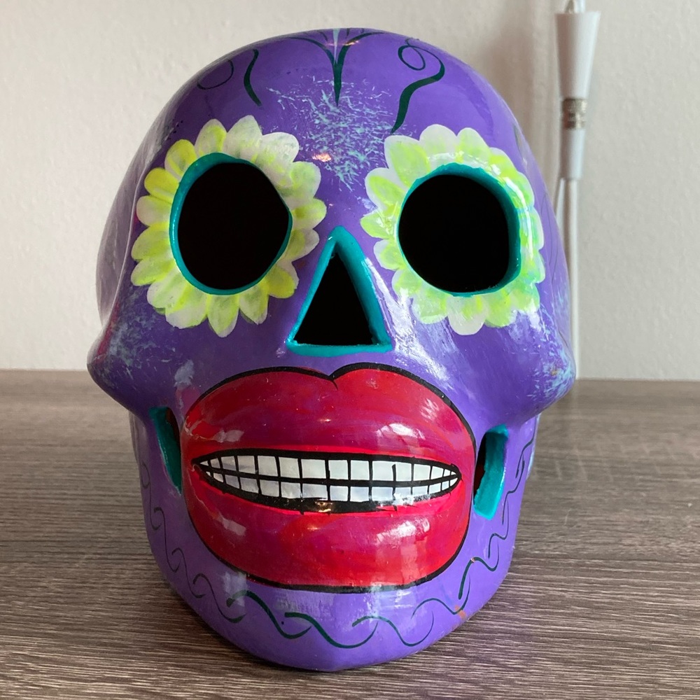 Sugar Skull  Purple  Dia de Los Muertos skull decor